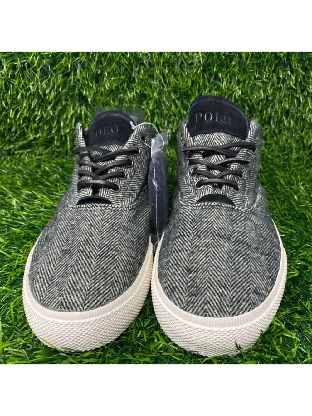 NEW Polo Ralph Lauren Vaughn Men's 9.5D Herringbone Pattern Wool Suede Sneakers